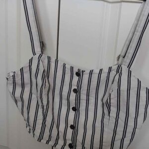 Kendall & Kylie Black and White Striped Crop Top